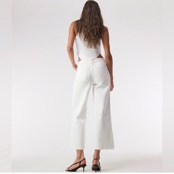 Good American white good waist cropped palazzo jeans size 14 NWT - Picture 2 of 10